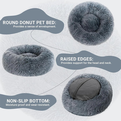 Round Pet Bed, Soft Cushion, Plush, Winter Warm Beds, Kennel for Dogs and Cats, Removable Sofa, Fluffy Mat.