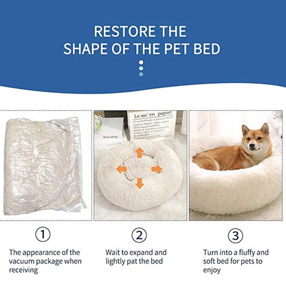 Round Pet Bed, Soft Cushion, Plush, Winter Warm Beds, Kennel for Dogs and Cats, Removable Sofa, Fluffy Mat.