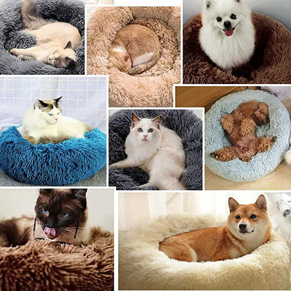 Round Pet Bed, Soft Cushion, Plush, Winter Warm Beds, Kennel for Dogs and Cats, Removable Sofa, Fluffy Mat.