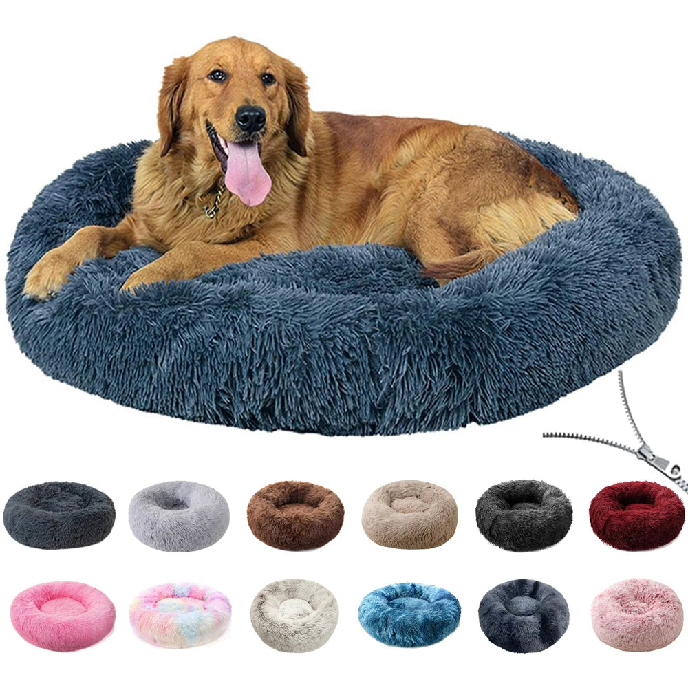 Round Pet Bed, Soft Cushion, Plush, Winter Warm Beds, Kennel for Dogs and Cats, Removable Sofa, Fluffy Mat.