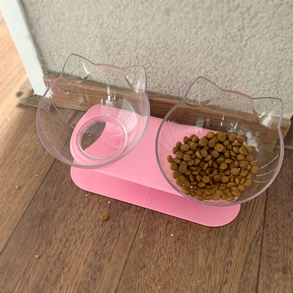 Non-Slip Double Pet Bowl, Dog Cat Bowl with Stand, Water Bowl and Food Bowl