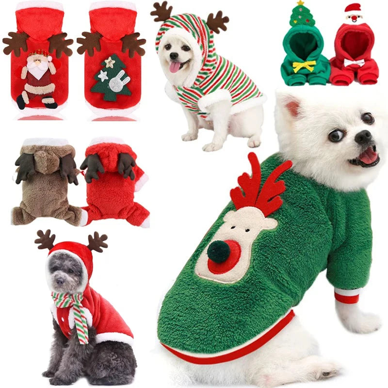 Christmas Clothes for Dogs Warm Winter Pet Clothes for Small Medium Dogs Hoodie Coat Christmas Dog Costume