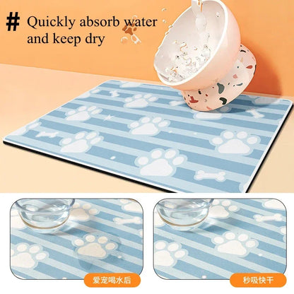 Pet Feeding Mat Absorbent Mat, Food and Water Bowl No Stain