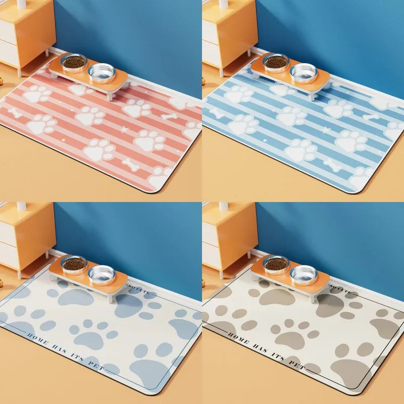 Pet Feeding Mat Absorbent Mat, Food and Water Bowl No Stain