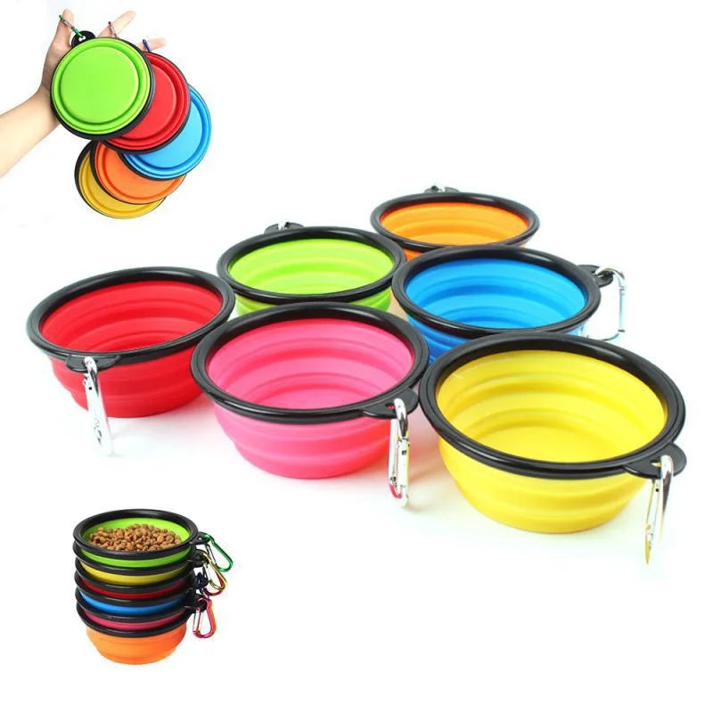 Foldable Portable Dog and Cat Feeder Silicone Bowl 2 in 1