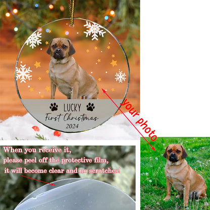 Personalized Christmas ornament for dog, decoration with photo of pets, Christmas tree ornaments to give as a gift.