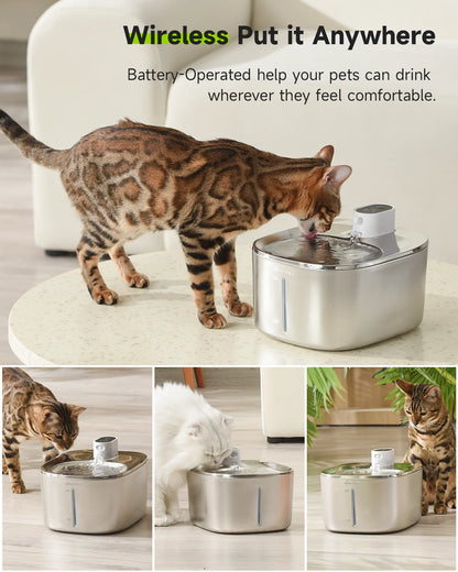 Wireless Pet Water Fountain Automatic Sensor Drinker Pet Water Dispenser Accessories 4L