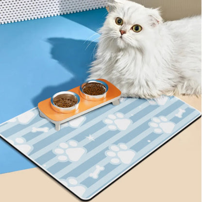 Pet Feeding Mat Absorbent Mat, Food and Water Bowl No Stain