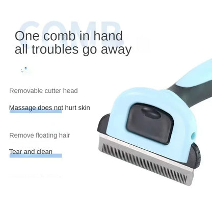 Anti-Knot Comb with Stainless Steel Blade, Removable Pet Hair Comb