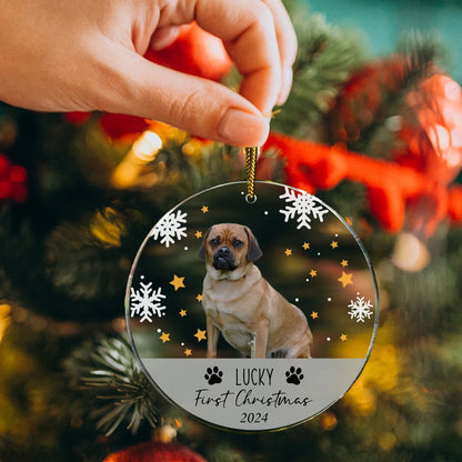 Personalized Christmas ornament for dog, decoration with photo of pets, Christmas tree ornaments to give as a gift.