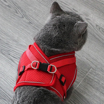 Breathable Mesh Cat Vest Harness and Small Dog Vest Harness for Walking Reflective Adjustable Step in Harness for Cats Puppies