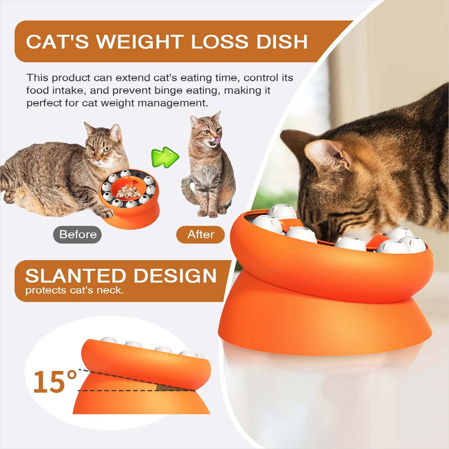 Cat Bowl Feeder, Interactive Cat Toys, Cat Puzzle, Pet Toy to Aid Pets Digestion and Mental Stimulation