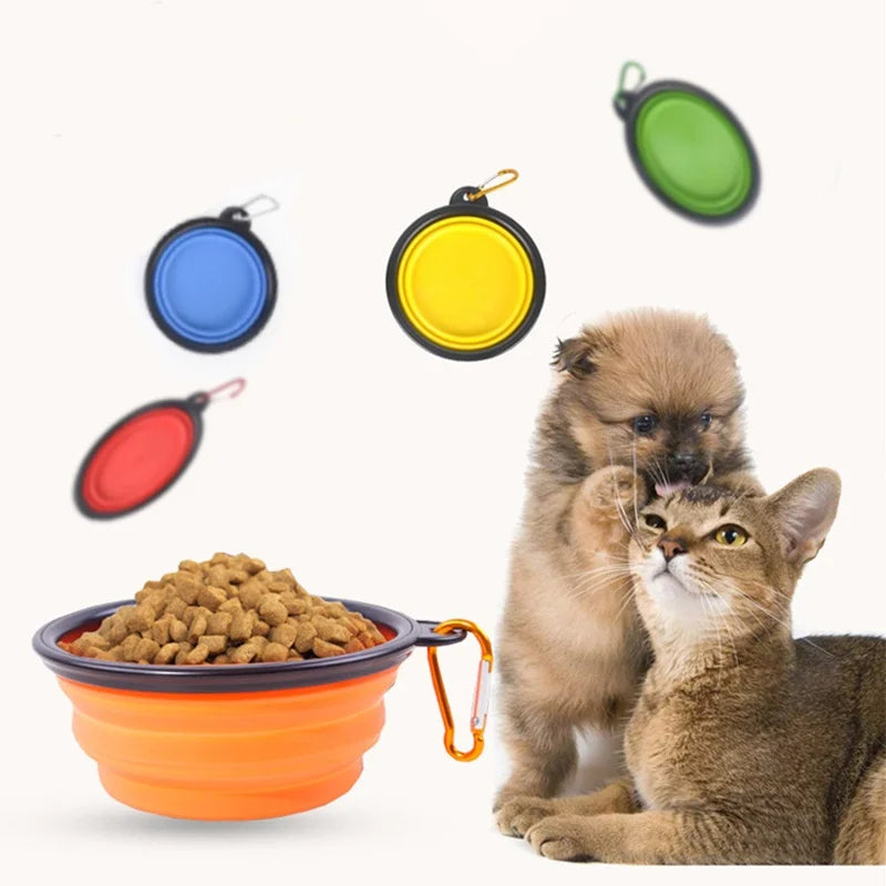 Foldable Portable Dog and Cat Feeder Silicone Bowl 2 in 1