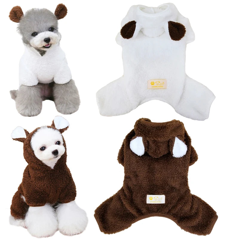 Warm Fleece Pet Hoodies for Small Medium Dogs, Funny Pajamas, Cute Jumpsuits.