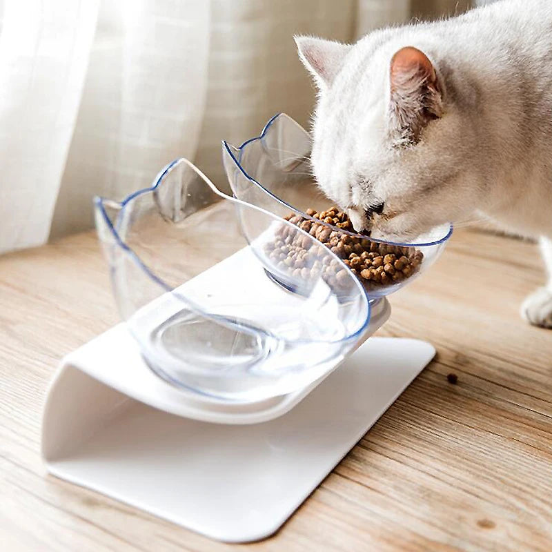 Non-Slip Double Pet Bowl, Dog Cat Bowl with Stand, Water Bowl and Food Bowl