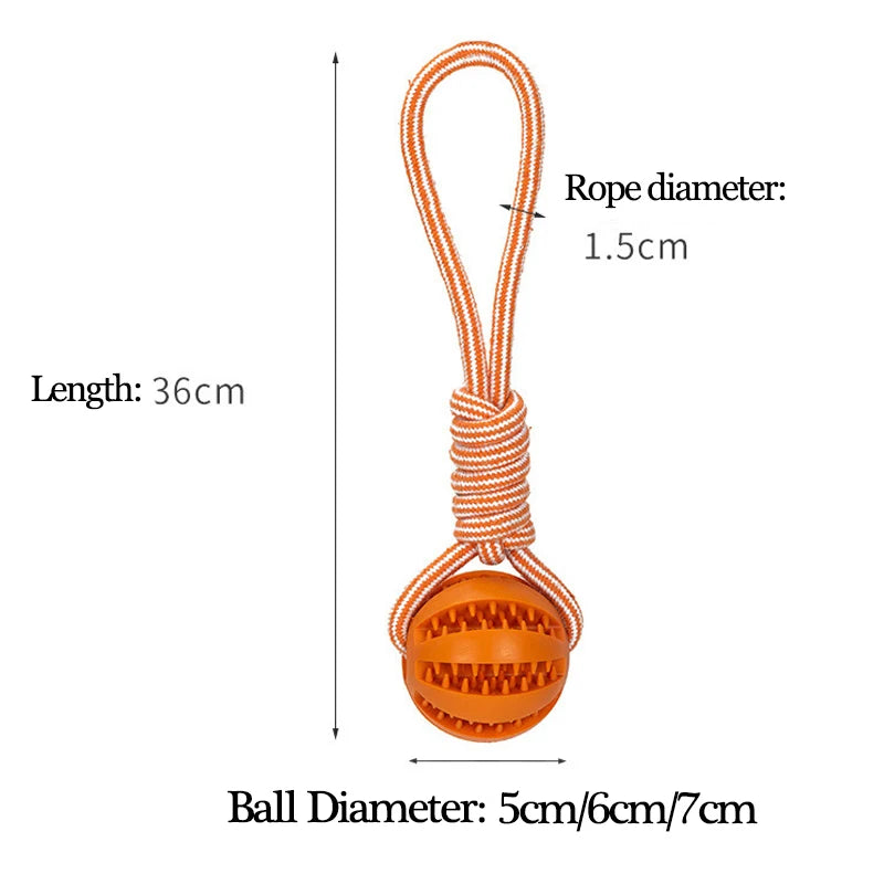 Interactive Dog Toy Ball with Rope Rubber Pet Treat Balls for Dog Cat Chewing Toys Teeth Cleaning Bite Toys Dog Accessories