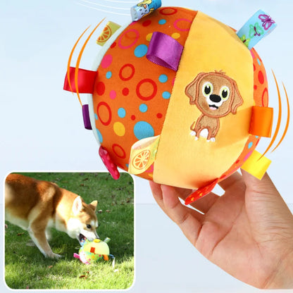 Plush Vocal Toy Ball, Funny Interactive Pet Toy with Bells, Chew Toy for Small Large Dogs, Cats, Puppies