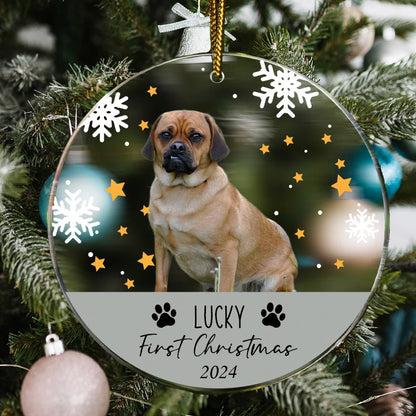 Personalized Christmas ornament for dog, decoration with photo of pets, Christmas tree ornaments to give as a gift.