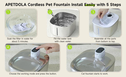 Wireless Pet Water Fountain Automatic Sensor Drinker Pet Water Dispenser Accessories 4L