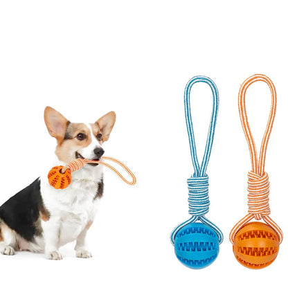 Interactive Dog Toy Ball with Rope Rubber Pet Treat Balls for Dog Cat Chewing Toys Teeth Cleaning Bite Toys Dog Accessories