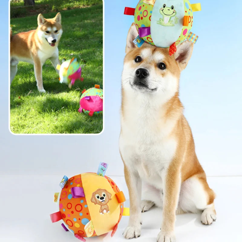 Plush Vocal Toy Ball, Funny Interactive Pet Toy with Bells, Chew Toy for Small Large Dogs, Cats, Puppies