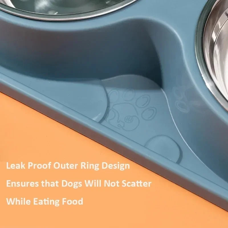 2 in 1 Double Pet Bowls, Food and Water Bowls, Stainless Steel Bowl, Dog and Cat Feeder