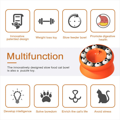 Cat Bowl Feeder, Interactive Cat Toys, Cat Puzzle, Pet Toy to Aid Pets Digestion and Mental Stimulation